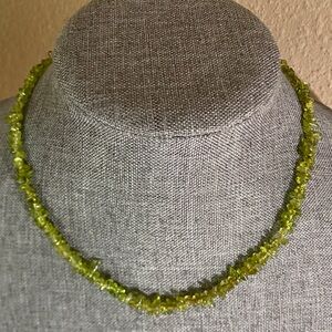 Vintage Peridot Chip Necklace Sterling Silver Clasp Southwestern Style